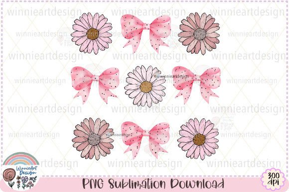 A Coquette Pink Bow Daisy Design for T-Shirt Graphics & More