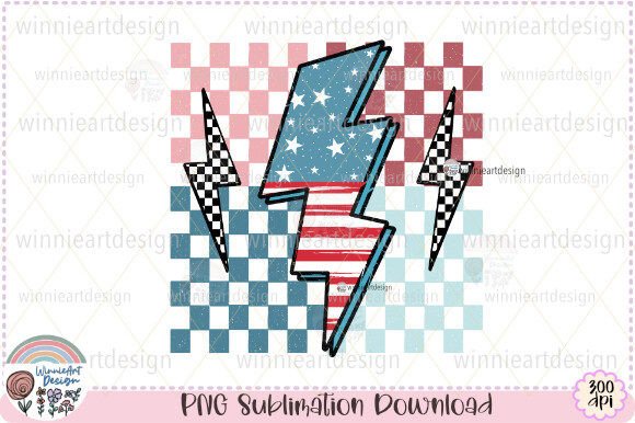America Flag Lightning Bolt Checker PNG