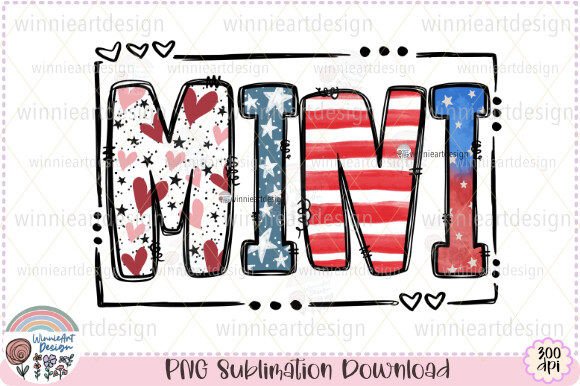 American Mini USA Flag Doodle Letter PNG: Graphics for T-Shirt Designs & Local Branding