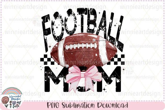 Football Mom Checkered Bow Distressed Graphics