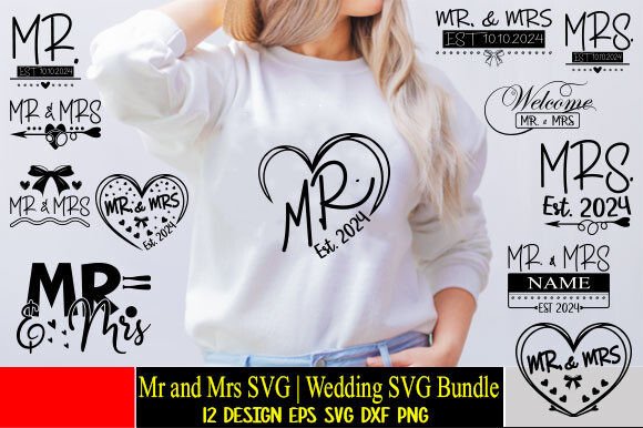 Mr. Mrs. SVG Wedding Bundle: Graphics for T-Shirt Designs