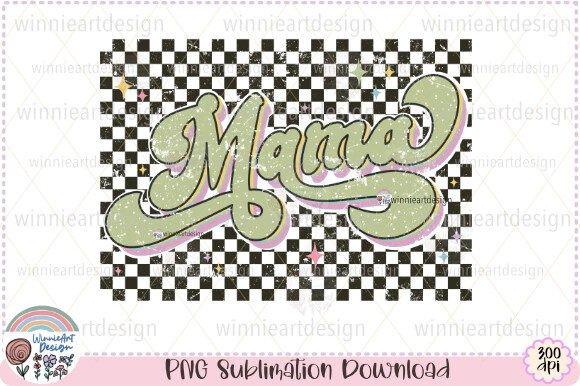 Retro Checkered Mama Pink Mom Life PNG Graphics