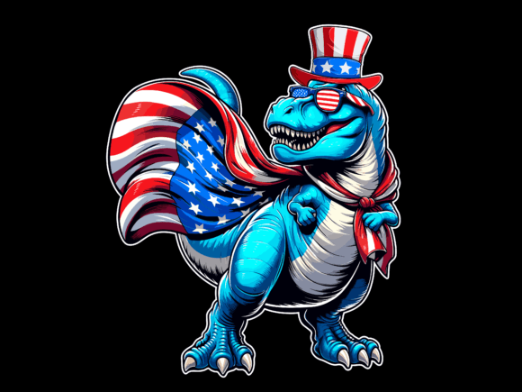 T Rex Dinosaur USA Flag Graphics for T-Shirt Designs