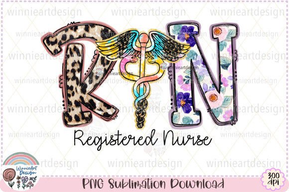The RN Nurse Flower Leopard Sublimation Design for Branding and Graphics