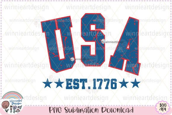 USA Retro America Est 1776 Grunge PNG Graphics for T-Shirt Designs